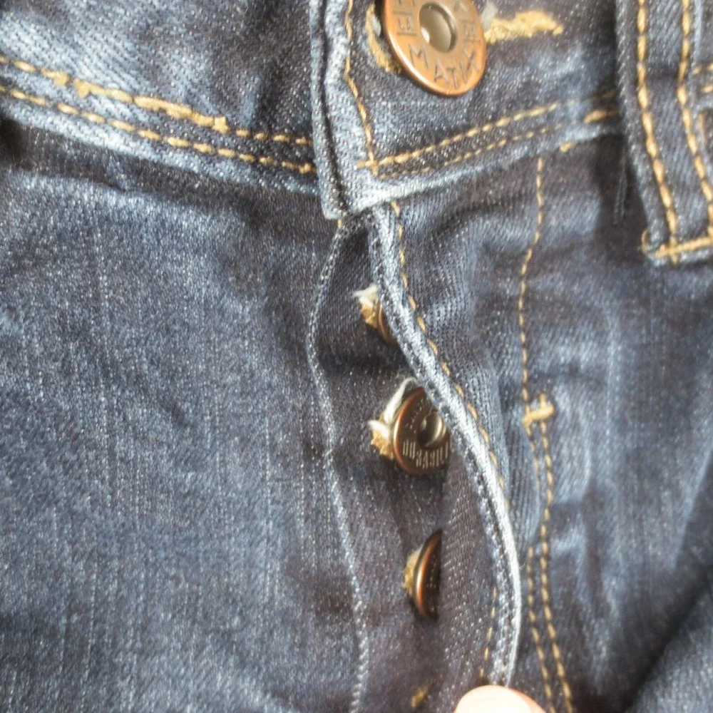 Matix Jeans Mens 30x27* Blue Dark Wash Slim Straight Low Rise Button Fly Denim